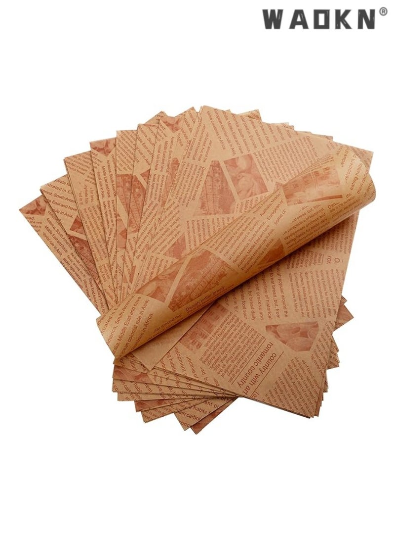 WAOKN 100-Piece Set of Extra-Long Wax Baking Papers，Disposable, Oil-Resistant & Greaseproof Square Sheets for Enhanced Food Packaging - Ideal Food Tray Liners for Hamburger, Cake, Bread, Sandwich & More - Perfect for Kitchen Use & Ensuring Cleanliness and Convenience - Image 1