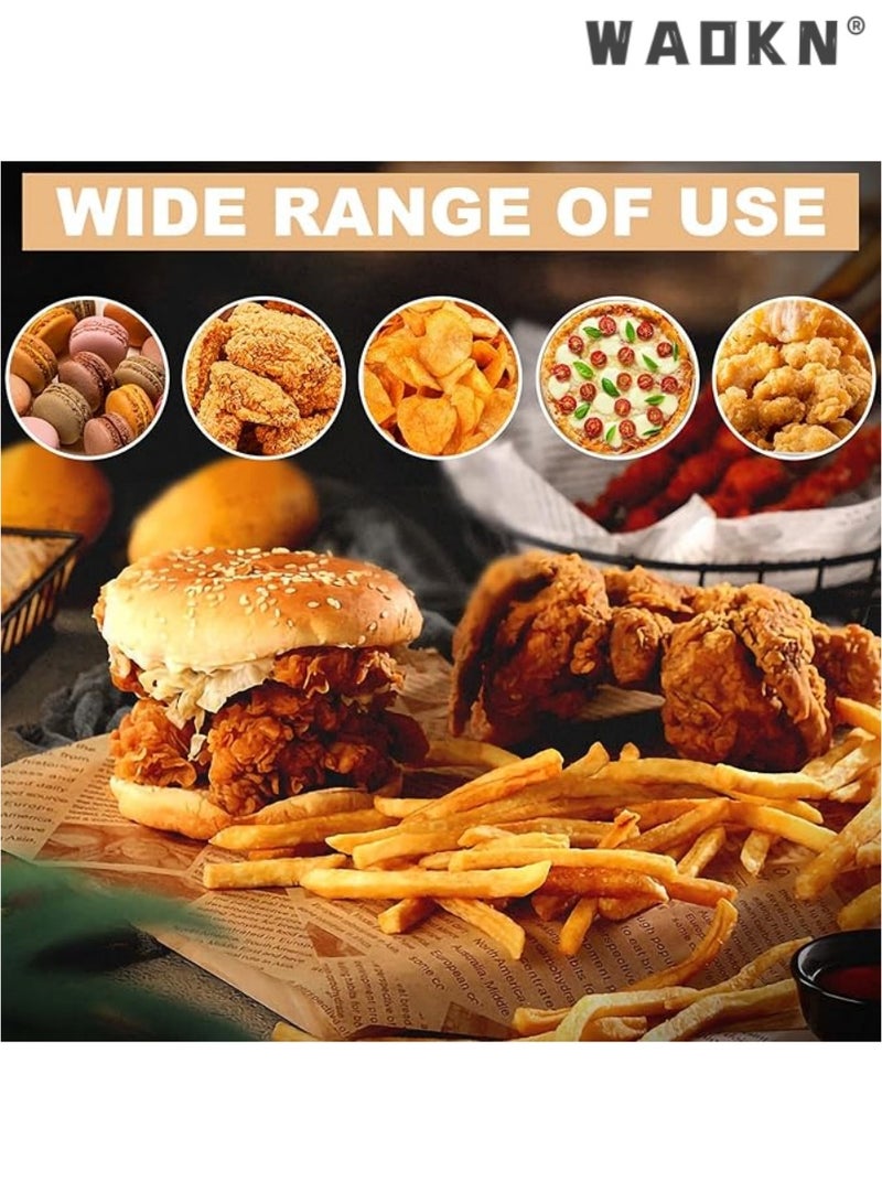 WAOKN 100-Piece Set of Extra-Long Wax Baking Papers，Disposable, Oil-Resistant & Greaseproof Square Sheets for Enhanced Food Packaging - Ideal Food Tray Liners for Hamburger, Cake, Bread, Sandwich & More - Perfect for Kitchen Use & Ensuring Cleanliness and Convenience - Image 3