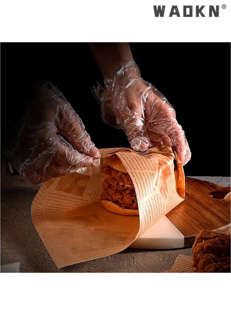 WAOKN 100-Piece Set of Extra-Long Wax Baking Papers，Disposable, Oil-Resistant & Greaseproof Square Sheets for Enhanced Food Packaging - Ideal Food Tray Liners for Hamburger, Cake, Bread, Sandwich & More - Perfect for Kitchen Use & Ensuring Cleanliness and Convenience - Image 5