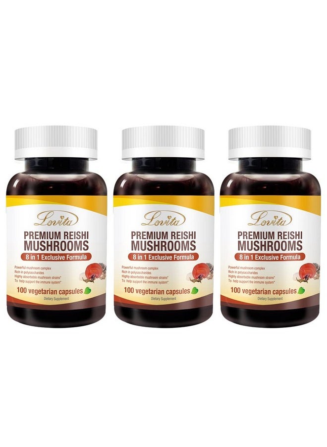 Mushroom Supplement 8 In 1 Mushroom Complex Lions Mane Turkey Tail Mushroom Cordyceps Reishi Mushroom Maitake Mushroom For Natural Energy & Memory Support 100 Capsules (Pack Of 3)