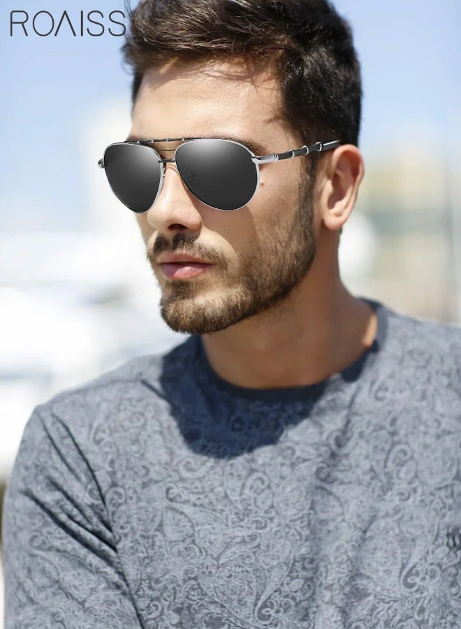 roaiss Men's Aviator Polarized Sunglasses, UV400 Protection Sun Glasses with Bamboo Pattern Decoration, Fashion Anti-Glare Sun Shades for Men Driving, Fishing, Traveling, 55mm - Image 2