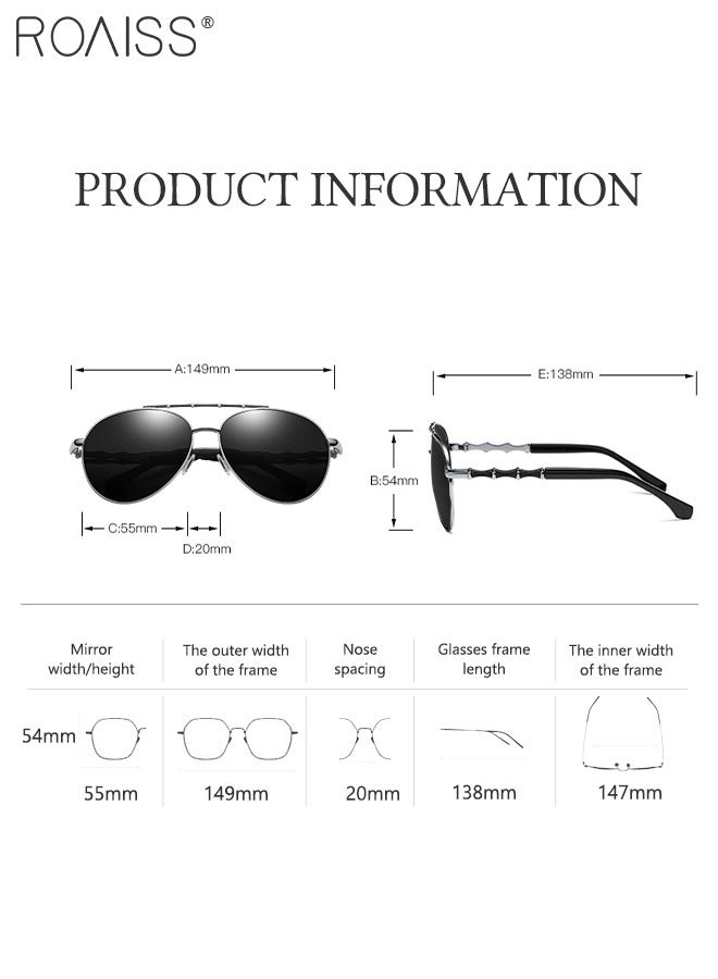 roaiss Men's Aviator Polarized Sunglasses, UV400 Protection Sun Glasses with Bamboo Pattern Decoration, Fashion Anti-Glare Sun Shades for Men Driving, Fishing, Traveling, 55mm - Image 4