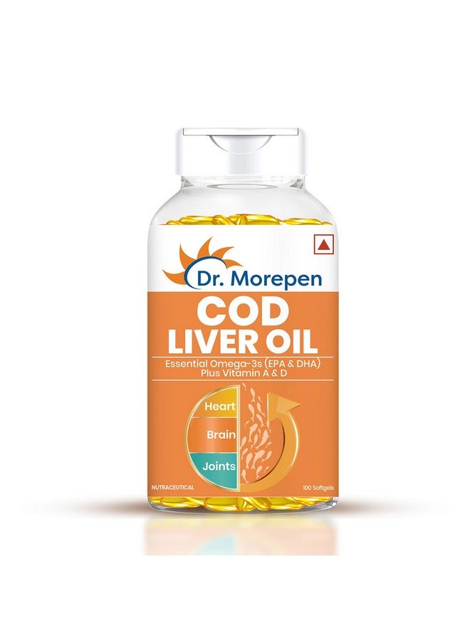 Dr. Morepen كبسولات زيت كبد الحوت من د. مورن | أفضل أوميغا 3 الطبيعية، EPA و DHA | عبوة تحتوي على 100 كبسولة لينة - Image 1