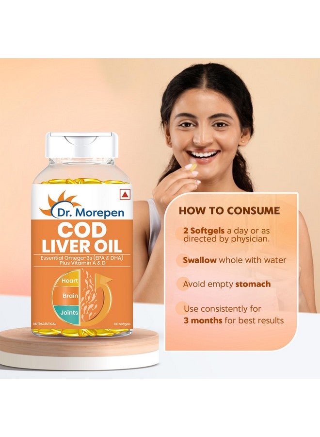 Dr. Morepen كبسولات زيت كبد الحوت من د. مورن | أفضل أوميغا 3 الطبيعية، EPA و DHA | عبوة تحتوي على 100 كبسولة لينة - Image 3