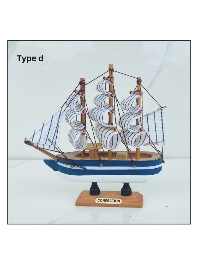 Wooden Sailboat Model Ornaments Manufacturers Supply Mediterranean Decorative Creative Boat Model Crafts Gifts-Color:Type D  - Image 1