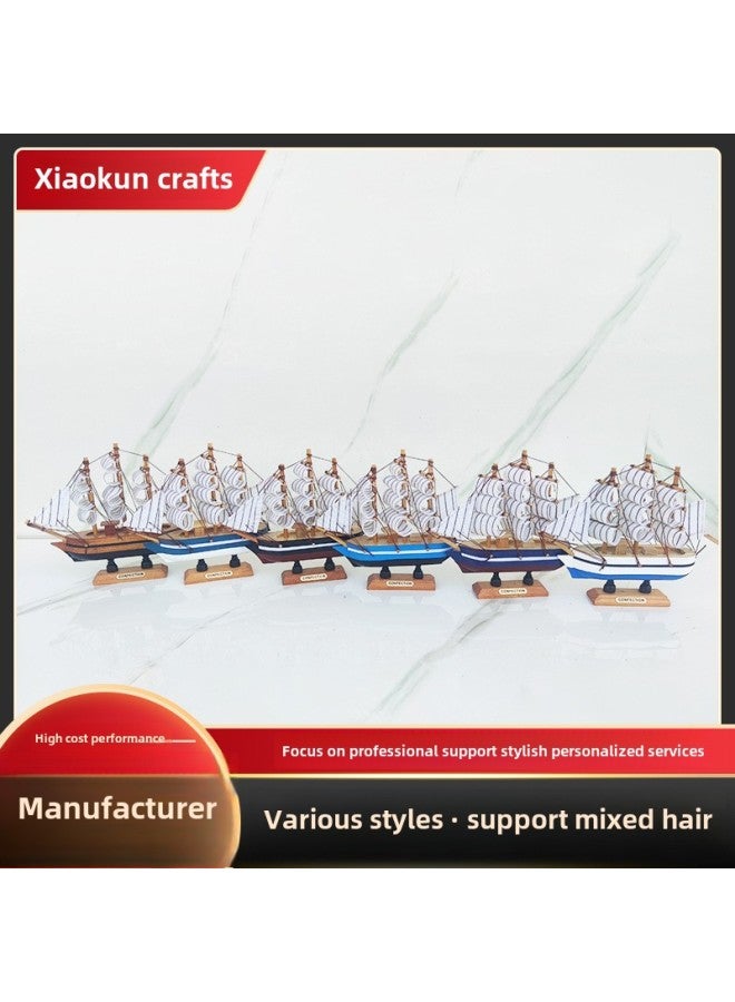 Wooden Sailboat Model Ornaments Manufacturers Supply Mediterranean Decorative Creative Boat Model Crafts Gifts-Color:Type D  - Image 2