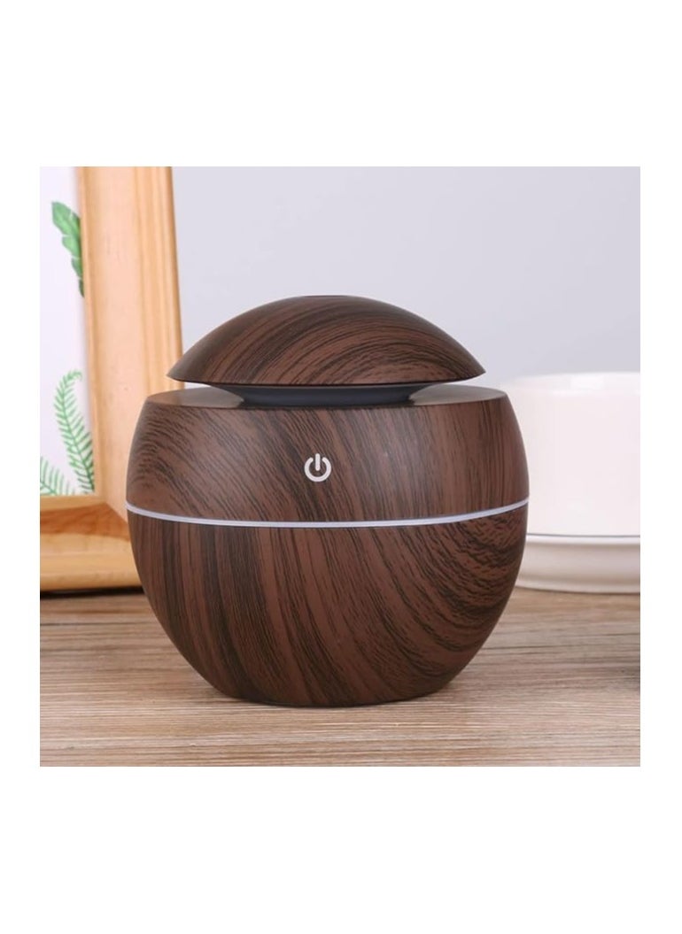 Generic - Ultrasonic Aroma Humidifier with Color-Changing LED Lights - 130ml Capacity, Pure Water Atomization Chip, Delightfully Fresh Air for Any Environment (Dark Brown) - Image 1