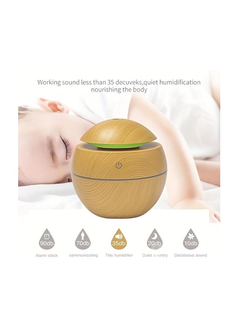 Generic - Ultrasonic Aroma Humidifier with Color-Changing LED Lights - 130ml Capacity, Pure Water Atomization Chip, Delightfully Fresh Air for Any Environment (Dark Brown) - Image 1
