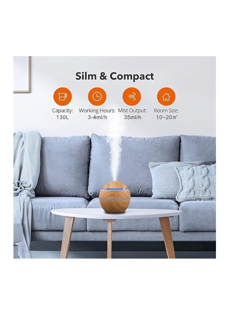 Generic - Ultrasonic Aroma Humidifier with Color-Changing LED Lights - 130ml Capacity, Pure Water Atomization Chip, Delightfully Fresh Air for Any Environment (Dark Brown) - Image 1