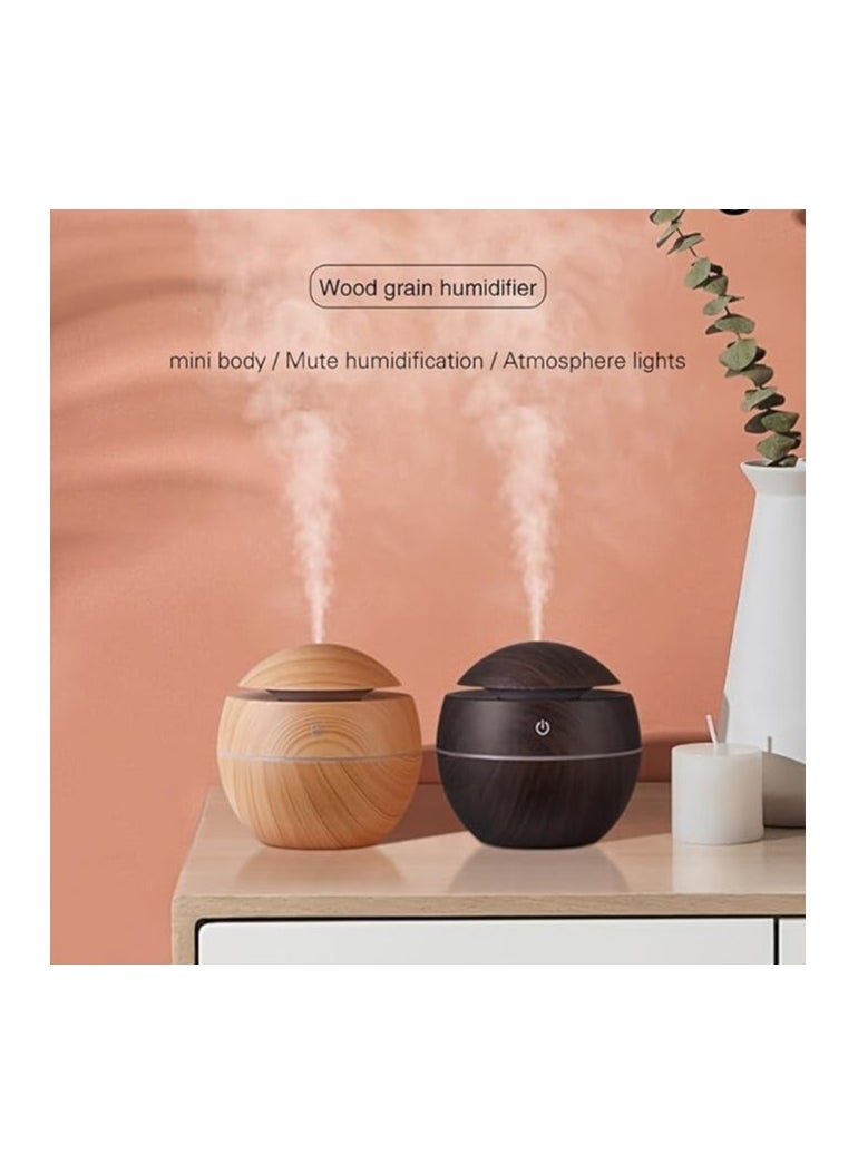 Generic - Ultrasonic Aroma Humidifier with Color-Changing LED Lights - 130ml Capacity, Pure Water Atomization Chip, Delightfully Fresh Air for Any Environment (Dark Brown) - Image 1