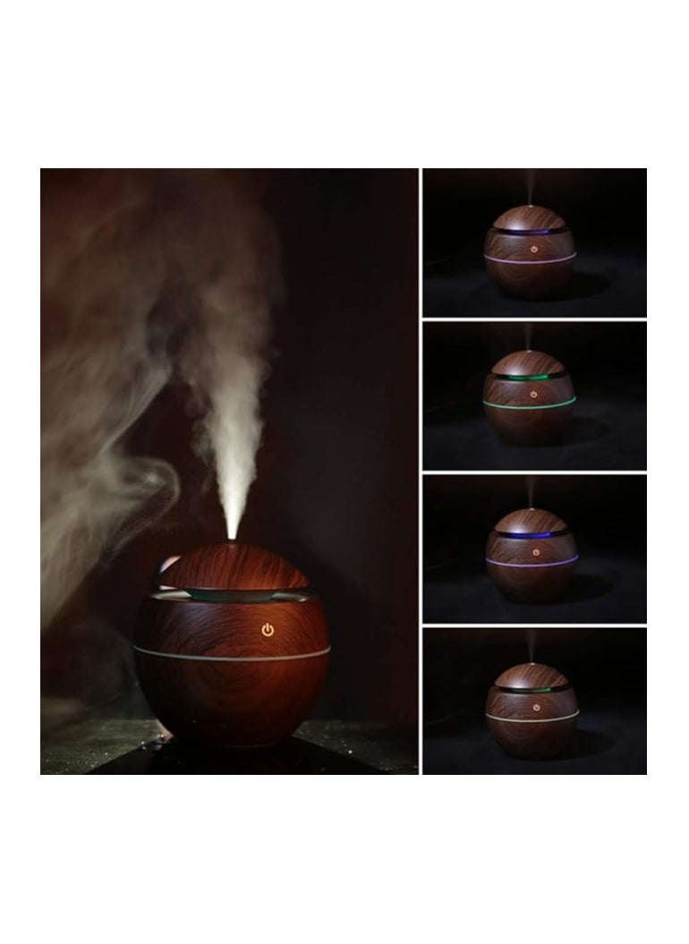 Generic - Ultrasonic Aroma Humidifier with Color-Changing LED Lights - 130ml Capacity, Pure Water Atomization Chip, Delightfully Fresh Air for Any Environment (Dark Brown) - Image 1