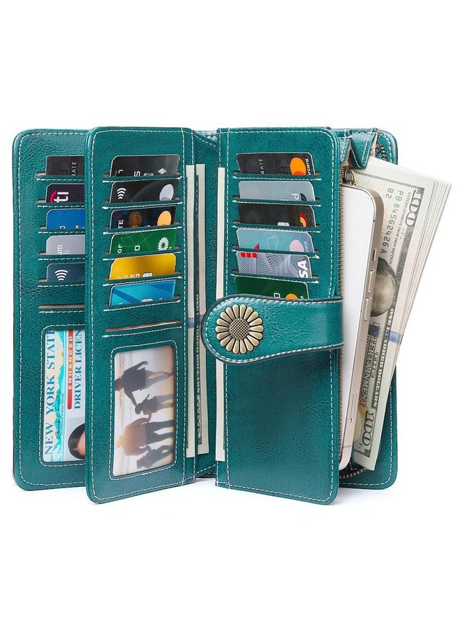 سينديفن محفظة SENDEFN للنساء من الجلد الطبيعي مع حامل بطاقات ائتمان مزود بخاصية حجب RFID وسعة كبيرة معصم - Image 2