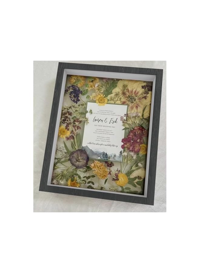 The Bros 3D Picture Frame for Filling, Pack of 2 Deep 3D Object Frame 20.3x25.4cm, Picture Box Wood, Shadow Box Frame Display Cases for Baby Wedding Favours, Photos, Flowers, Tickets, (White, Square) - Image 2