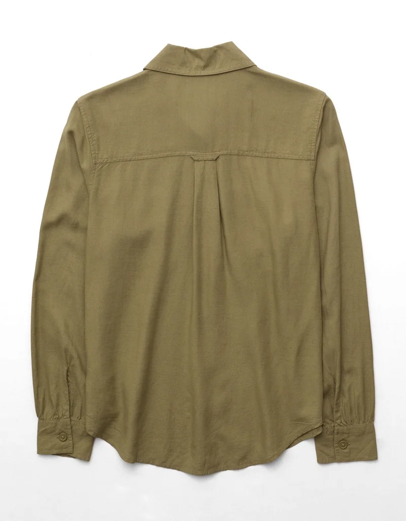 American Eagle  AE Bestie Long-Sleeve Button-Up Shirt for Women | Best Price UAE
