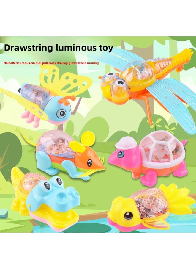 null - Pull String Luminous Mouse Pull String Goldfish Pull String Luminous Turtle Cartoon Animal Children Luminous Toy Stall Wholesale-Color:Drawstring Glowing Turtle - Random Color [bag] - Image 1