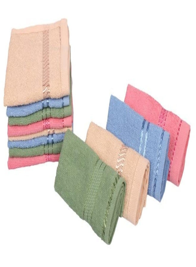 My E Shop 100% Cotton Plain Mini Face Towels Set of 6 - Multicolor - Ultrasoft & Absorbent Hand Napkin - Small Towel for Face Gym Spa, 10 x 10 Inches - Image 1