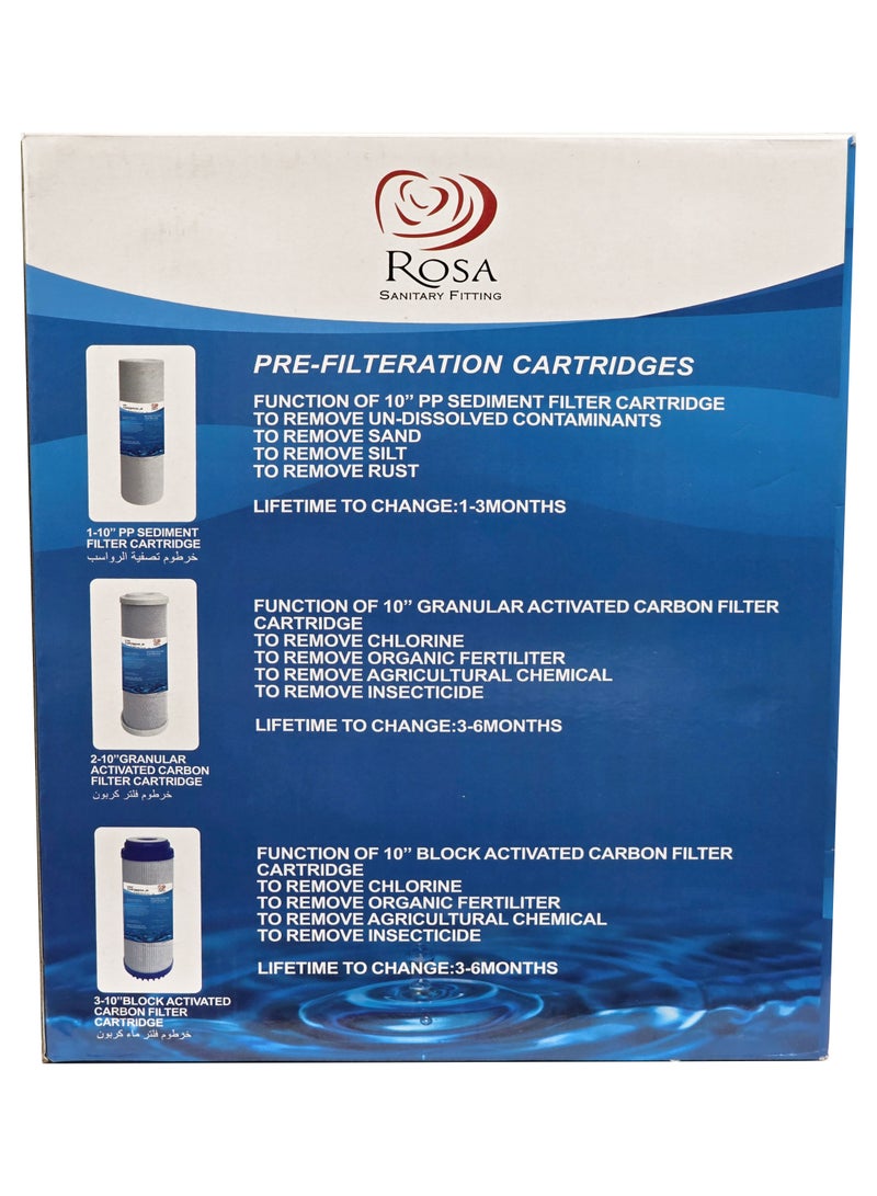 Rosa 3-Stage Water Filter Cartridge Set Universal Fit PP Sediment Granular Activated Carbon UDF Block Activated Carbon CTO Replacement for Home Use Drinking Water Purification - Image 2