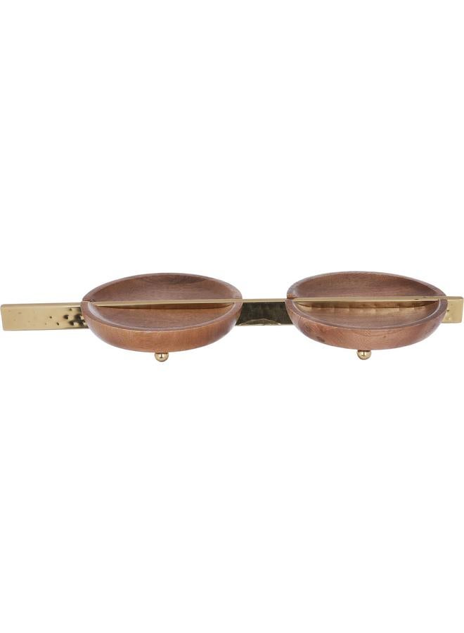Alsaif Wooden Sweet Plate 2 Plates 46 X 17 X 4 Cm Golden Brown - Image 1