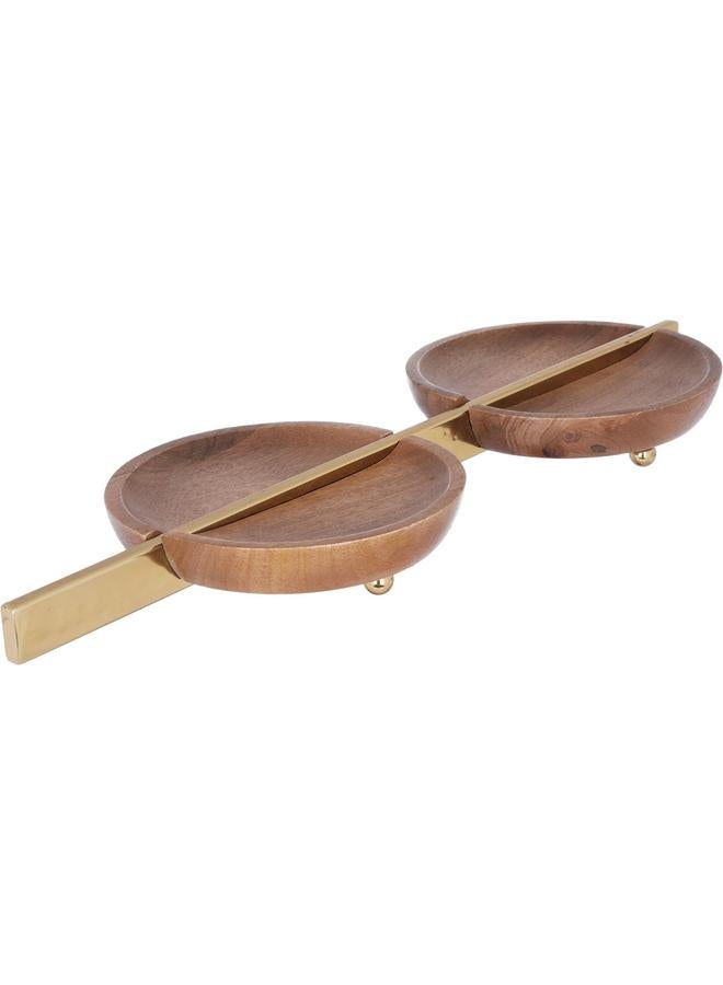 Alsaif Wooden Sweet Plate 2 Plates 46 X 17 X 4 Cm Golden Brown - Image 2