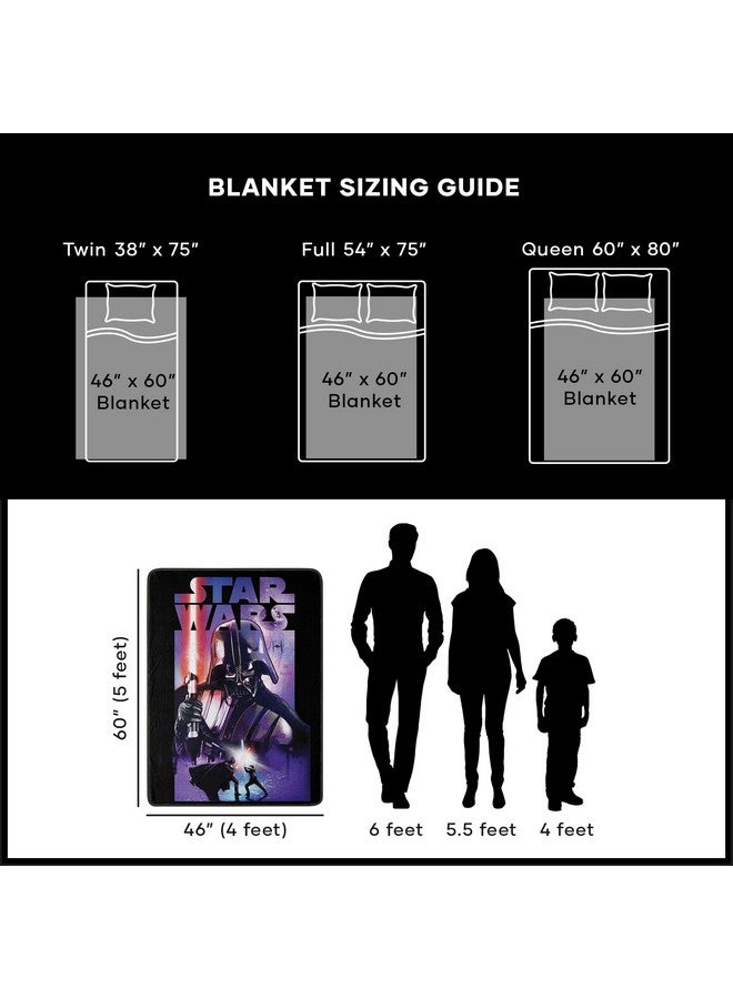 STAR WARS NORTHWEST Star Wars Micro Raschel Throw Blanket, 46" x 60", Darth Night