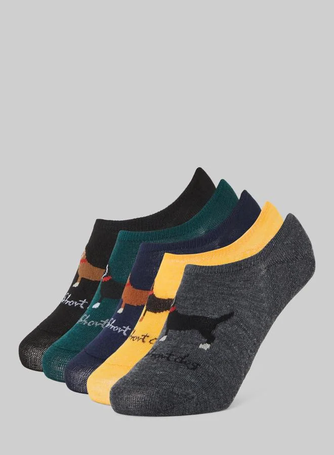 Styli Pack of 5- Printed No Show Socks