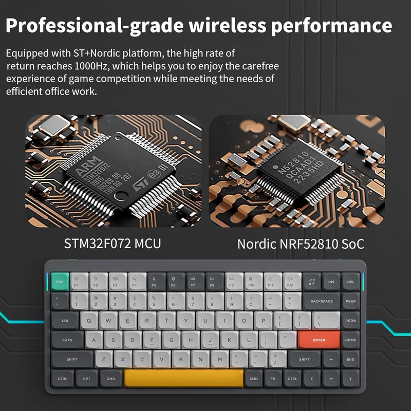 Nuphy Air75 V2 Portable 75% Mechanical Keyboard,Wireless Keyboard,Supports Bluetooth/2.4G/USB-C RGB Bluetooth Keyboards,Compatible with Windows/Mac OS/Linux Systems Gray-Gateron Brown Switch - Image 3