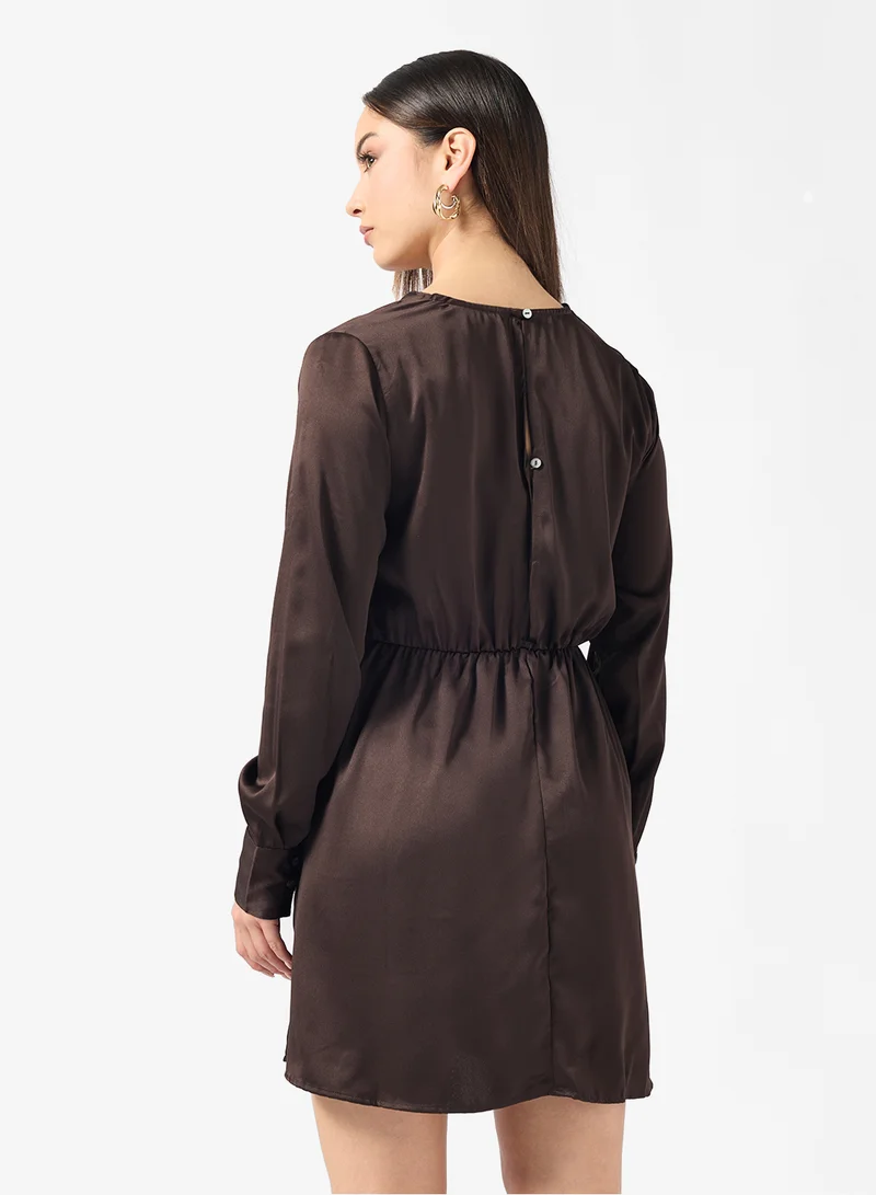 ONLY Onljane Life Jayde Long Sleeve V Neck Mini Dress