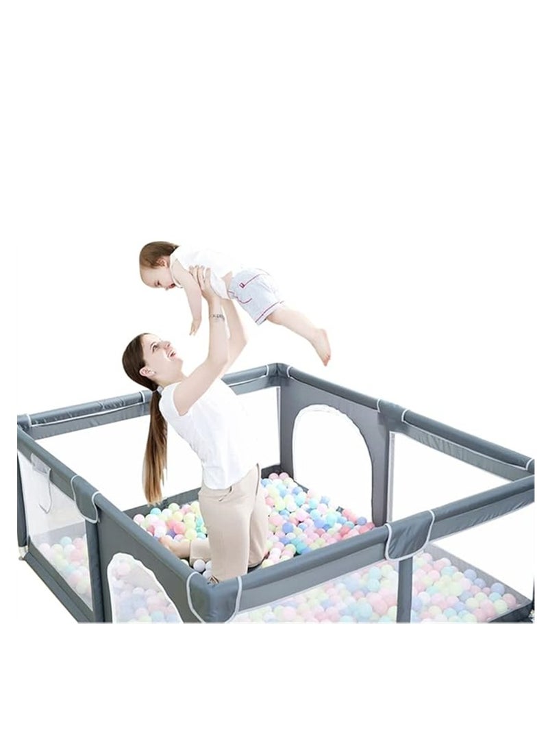 Baby Playpen, Indoor Game Fence for Children, Large Portable Toddler Safety Fence Baby Crawling Playground with Breathable Mesh and Zipper Door (Dark Grey 150*180) - Image 2