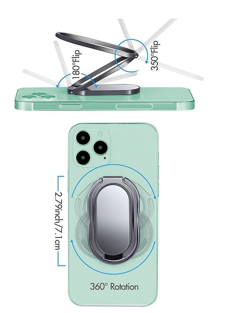 Y&D Phone Ring Holder Finger Kickstand, 360° Rotating Ultra-Thin Foldable Mobile Grip, Compatible with All Smartphones and Tablets 2-Pack (Silver Black) - Image 3