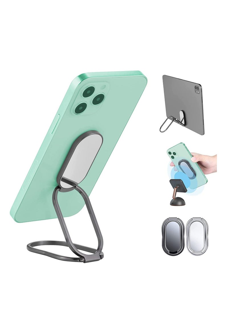 Y&D Phone Ring Holder Finger Kickstand, 360° Rotating Ultra-Thin Foldable Mobile Grip, Compatible with All Smartphones and Tablets 2-Pack (Silver Black) - Image 1
