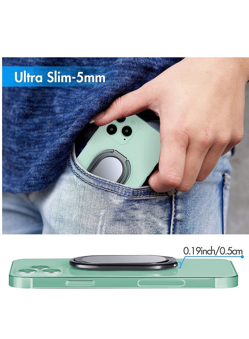 Y&D Phone Ring Holder Finger Kickstand, 360° Rotating Ultra-Thin Foldable Mobile Grip, Compatible with All Smartphones and Tablets 2-Pack (Silver Black) - Image 4