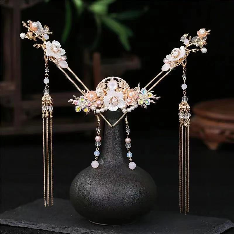 Generic Elegant Hanfu Tassel Hairpin Set X-T25 a set of ear clip eyebrow stickers