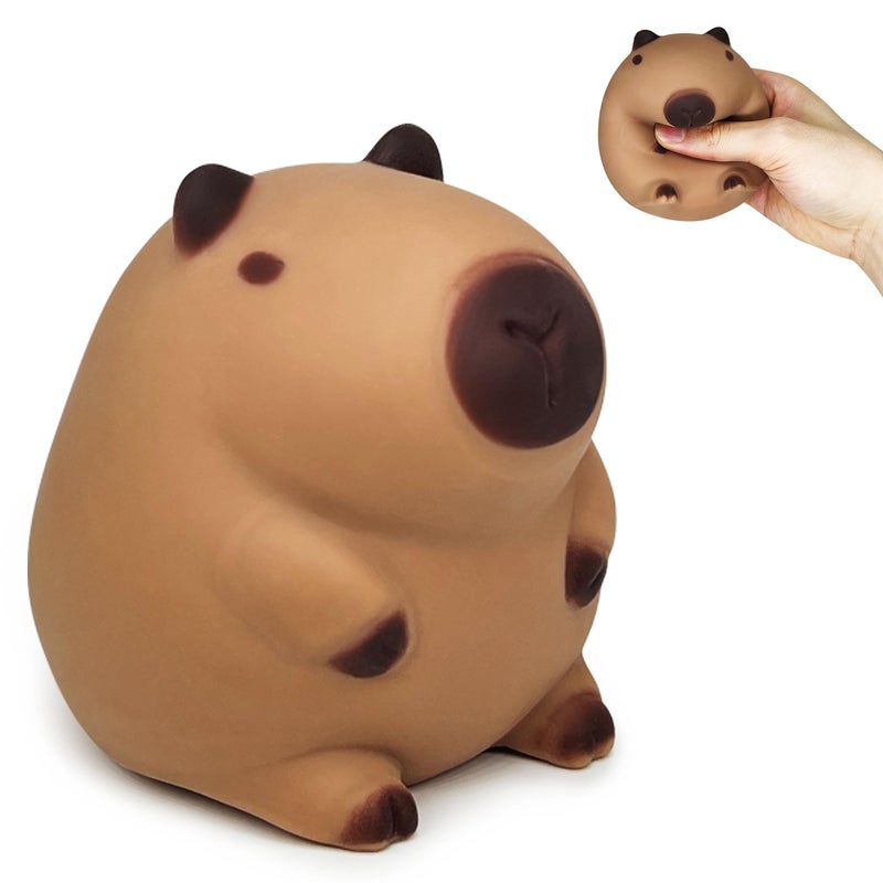 JIAHO Squishy Capybara Stress Balls Squeeze Toys Super Fun Animal Stress Relief Ball for Kids and Teens Dough Ball Sensory Toys Party Favors Classroom Prizes Sitting Capybara Squish Balls Fidget Toys - Image 2