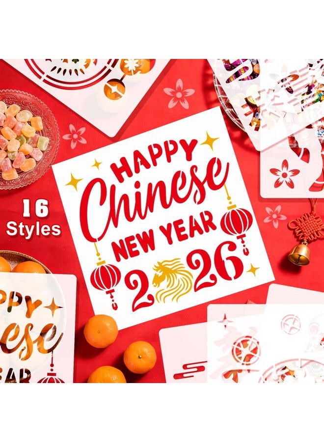 MWOOT Painting Stencils for 2026 Chinese New Year of The Horse, FU Characters Drawing Templates for China Lunar New Year Traditional Art Crafts Projects, 20X20CM Medium - Image 3