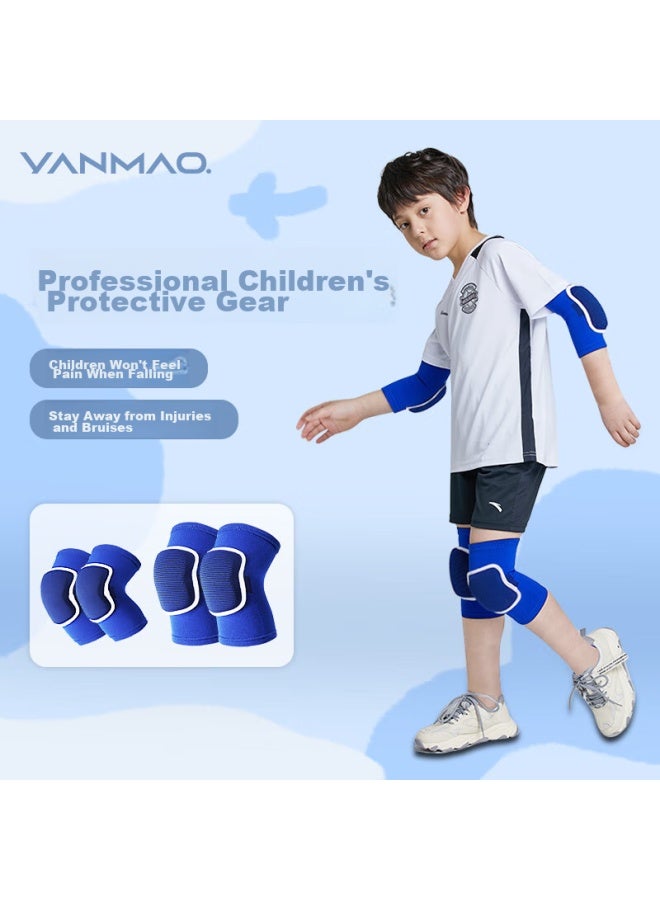 Yanmao Soccer Knee Pads, Children's Basketball And Football-specific Anti-fall Elbow Guards, Complete Set, Summer Thin Version, 4-piece Set - Image 1