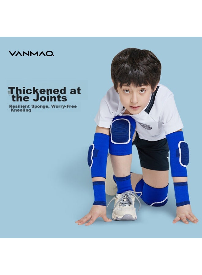 Yanmao Soccer Knee Pads, Children's Basketball And Football-specific Anti-fall Elbow Guards, Complete Set, Summer Thin Version, 4-piece Set - Image 2