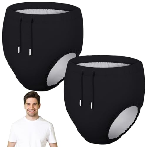 Glitopper 2 Pcs Reusable Adult Swim Diapers Special Needs Cloth Diaper Covers Washable Nappy Trunks Waterproof Leakproof for Postpartum Women Incontinence Protection UnisexS - Image 2