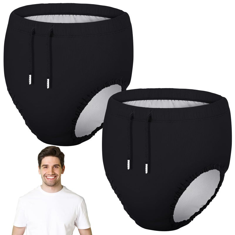 Glitopper 2 Pcs Reusable Adult Swim Diapers Special Needs Cloth Diaper Covers Washable Nappy Trunks Waterproof Leakproof for Postpartum Women Incontinence Protection UnisexS - Image 3