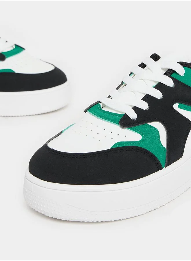 Styli Color Block Lace Up Platform Sole Sneakers