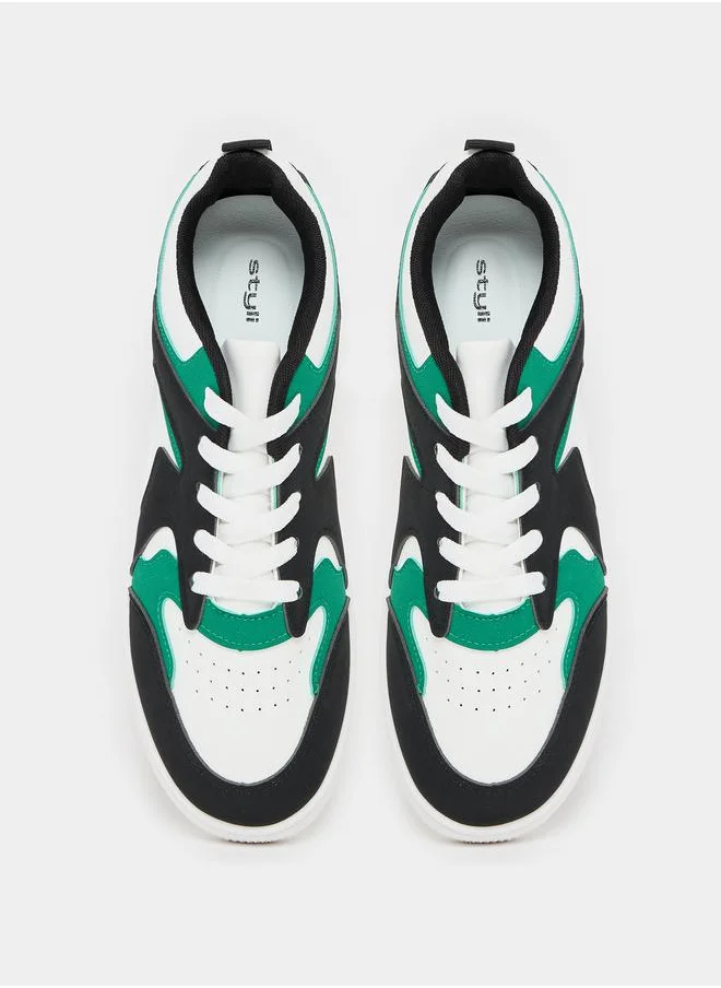 Styli Color Block Lace Up Platform Sole Sneakers