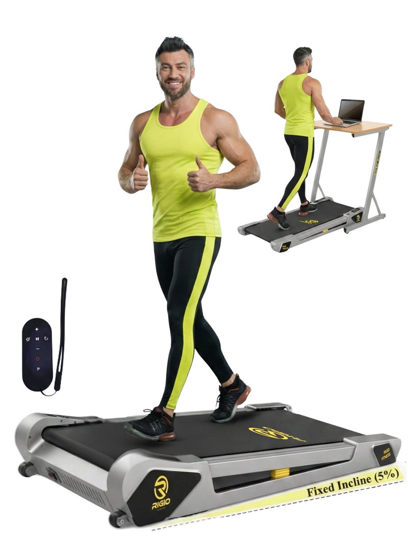 RIGID FITNESS Under Desk Walking Pad Treadmill with Incline for Home & Office, Durable & Quiet Motor, Compact & Space-Saving, Ideal for Walking & Light Jog with Remote Control, 220lbs/100kg Max Load, 6Km/h Speed - Image 1