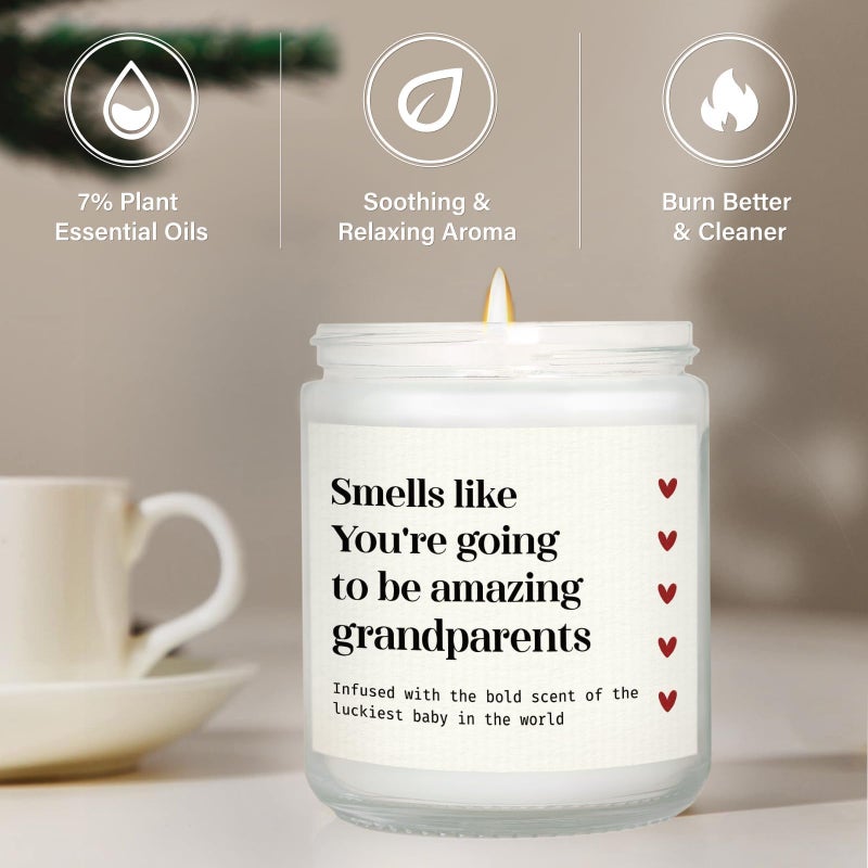 SteadStyle Pregnancy Announcement Gifts for Grandparents - Infused with Lucky Baby Scent, Gender Reveal, New Grandma Grandpa Gift, Home Decor Relaxation Lavender Scented Candles Emotional Keepsak 7oz - Image 5