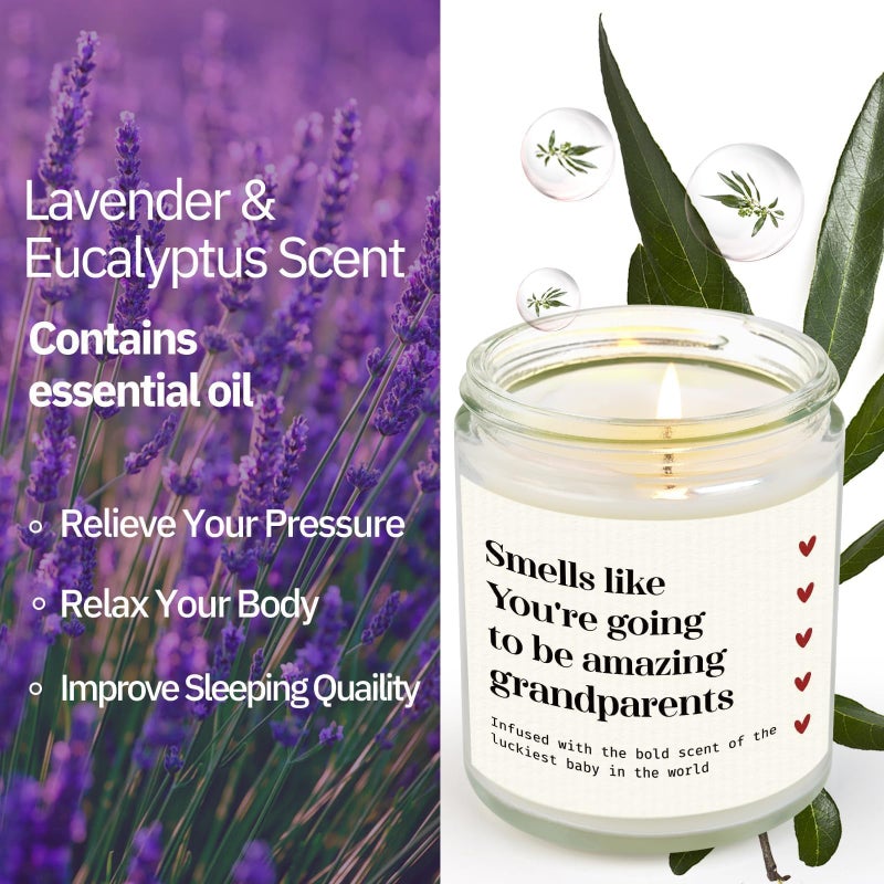 SteadStyle Pregnancy Announcement Gifts for Grandparents - Infused with Lucky Baby Scent, Gender Reveal, New Grandma Grandpa Gift, Home Decor Relaxation Lavender Scented Candles Emotional Keepsak 7oz - Image 3