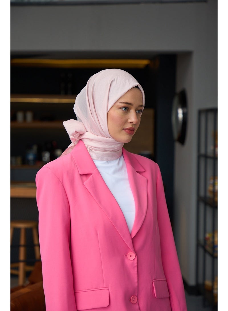 uper Soft & Shiny Luxurious Silk-Blend Vual Hijab Shawl – Pink - Image 2