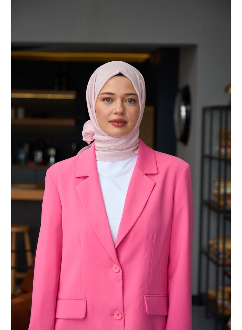 uper Soft & Shiny Luxurious Silk-Blend Vual Hijab Shawl – Pink - Image 4