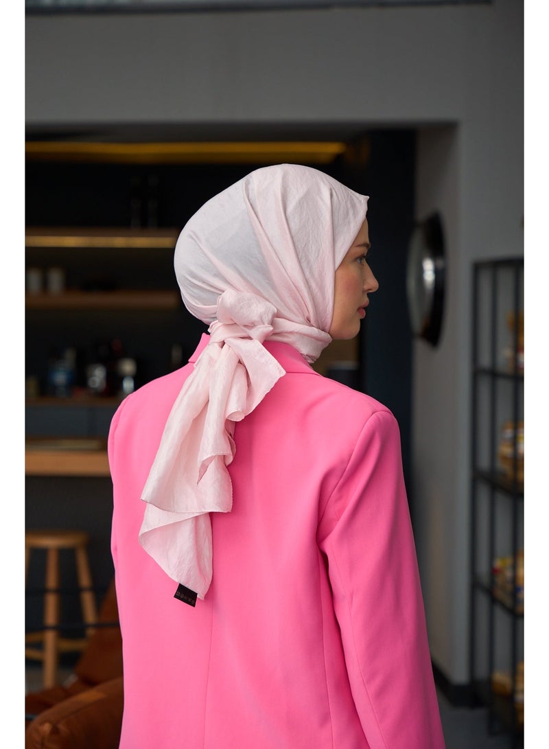 uper Soft & Shiny Luxurious Silk-Blend Vual Hijab Shawl – Pink - Image 3