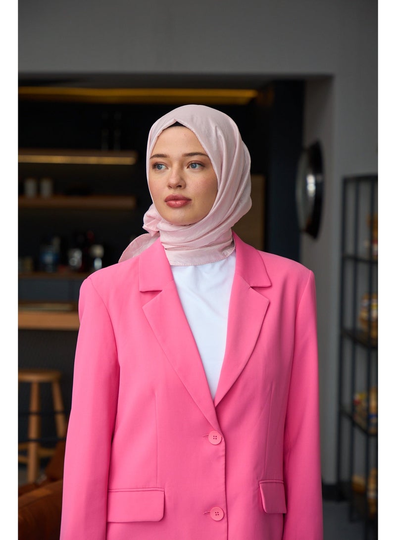 uper Soft & Shiny Luxurious Silk-Blend Vual Hijab Shawl – Pink - Image 1