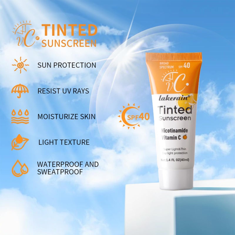 NICEFACE Tinted Sunscreen for Face with SPF 40 - UV Protection - Moisturizer & Lightweight Facial Sunscreen with Vitamin C and Vitamin E, for All Skin Type (40ml), Bronze - Image 2