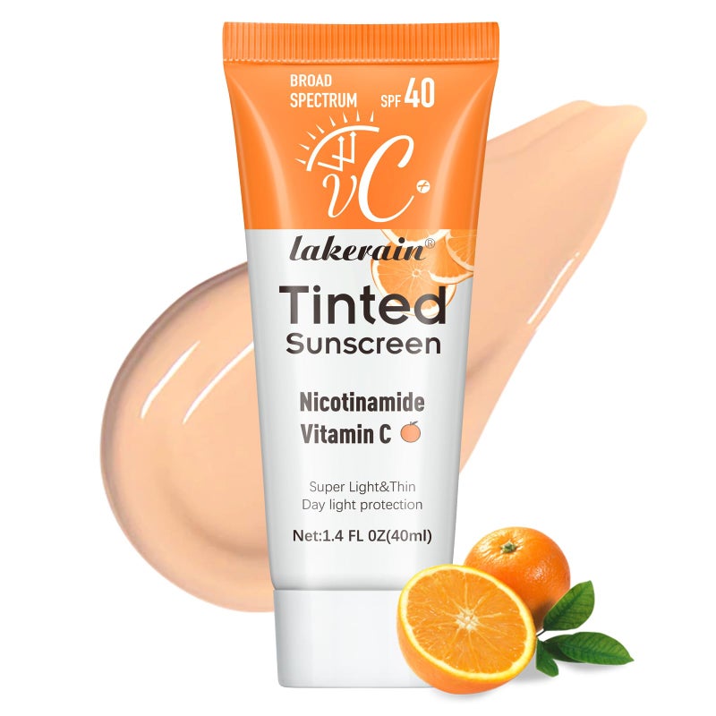NICEFACE Tinted Sunscreen for Face with SPF 40 - UV Protection - Moisturizer & Lightweight Facial Sunscreen with Vitamin C and Vitamin E, for All Skin Type (40ml), Bronze - Image 1
