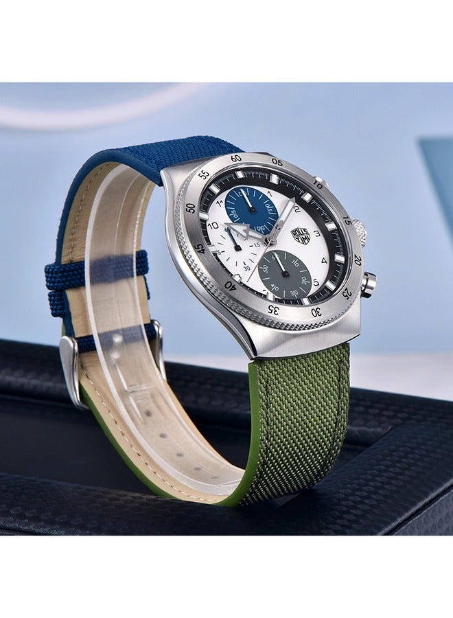RollsTimi  Men's Chronograph Quartz Watch Stainless Steel Sports Waterproof Analog Wrist Watch for Men Leather Strap, Luminous Hands, Sapphire Dial Glass  - Image 5